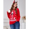 WhizMax Plus Size Christmas Shirts Women Crew Neck Pullover Sweaters Xmas Long Sleeve Tops Red 4X-Large - 3 of 4