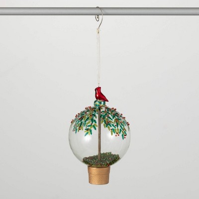 6.25"H Sullivans Christmas Fancy Tree Cardinal Ornament  Red-Green