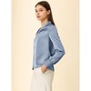 INSPIRE CHIC Women's V Neck Decor Button Pleated Solid Office Long Sleeve Shirt - 4 of 4