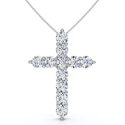 Pompeii3 2Ct TW Diamond Cross Women's Necklace 14k Gold Lab Created