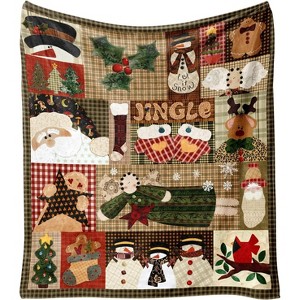 Lomsoe Christmas Throw Blanket, Winter Xmas Holiday Festival Cute Plaid Snowman Santa Gingerbread Blanket for Women Men. - 1 of 4