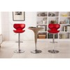Roundhill Furniture Masaccio Faux Leather Airlift Adjustable Swivel Barstool, Red, Set of 2 - 3 of 4