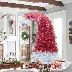 NicBex 6ft Prelit Artificial Christmas Tree with 1250 Branch Tips, 300 Lights and Bent Top for Indoor, Red - 1 of 4