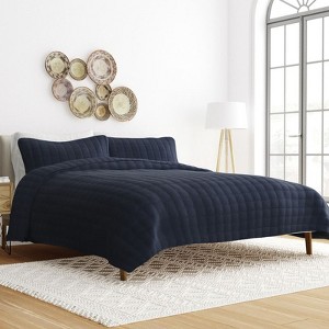 Quilted Coverlet and Shams Set Damask Square Herringbone Pattern - Becky Cameron - 1 of 4