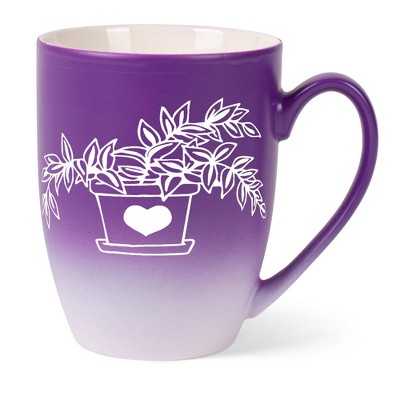 Elanze Designs Botanical Foliage Nature Coffee Cup Mug 12 Ounce Ceramic With Ombre Gradient Elegant Minimalist Inch Plant in Heart Planter Silhouette
