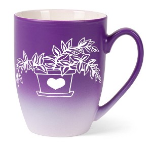 Elanze Designs Botanical Foliage Nature Coffee Cup Mug 12 Ounce Ceramic With Ombre Gradient Elegant Minimalist Inch Plant in Heart Planter Silhouette - 1 of 4