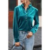 Women's Frilled Neck Buttoned Front Velvet Top - dear lover - 4 of 4