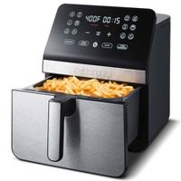  Gourmia 8-Quart Stainless Steel Digital Air Fryer with 12 One-Touch Functions & Guided Cooking