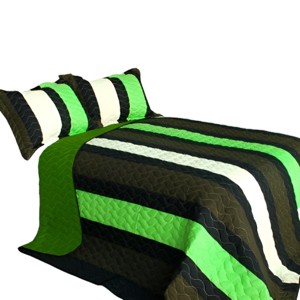 Slickblue 3 Piece Full/Queen, Soft Vermicelli Quilted Quilt and Shams, Quilt Set, Vertical Stripes, 9 Options - 1 of 4