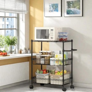 Utility Cart, 600LBS Heavy Duty 3 Tier Rolling Cart - Commercial Grade Wire Shelving, 360¡ã Casters (Kitchen/Restaurant/Office) - 1 of 4