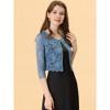 Allegra K Women's Elegant 3/4 Sleeve Sheer Floral Lace Cropped Bolero Shrugs - 3 of 4