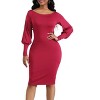 Coolmee Women's Sexy Off Shoulder Midi Bodycon Dress Elegant Long Sleeve Formal Cocktail Party Dresses - 2 of 4