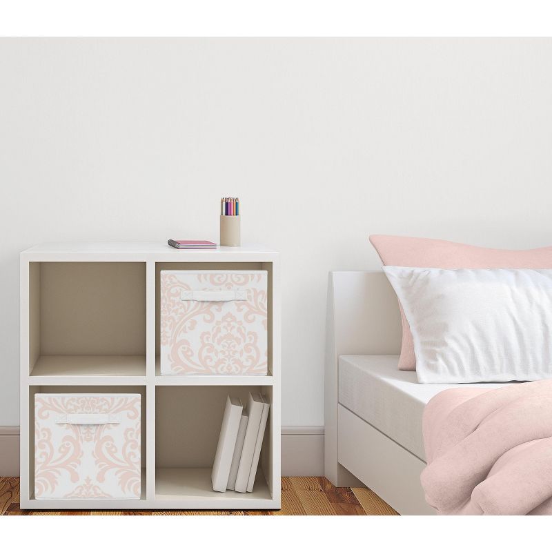 Sweet Jojo Designs Girl Set of 2 Kids' Decorative Fabric Storage Bins Amelia Pink and White, 3 of 5