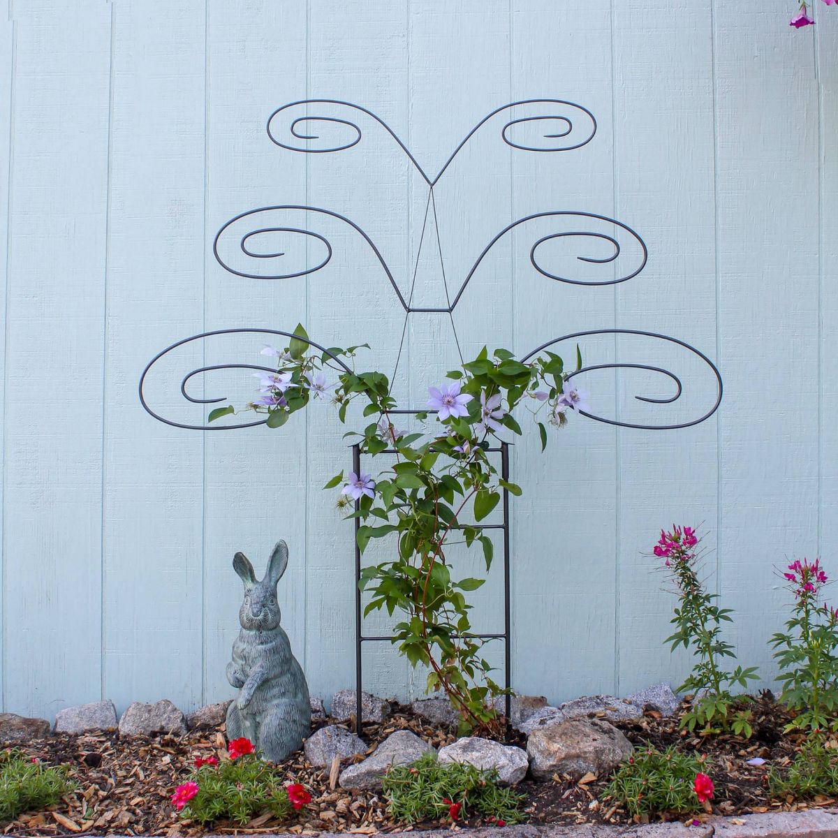 ACHLA Designs 49.75" Outdoor Garden Butterfly Wrought Iron Trellis - thumbnail 2