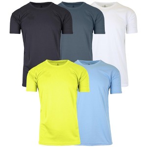 Galaxy By Harvic Men's Short Sleeve Moisture-Wicking Quick Dry Performance Crew Neck Tee- 5 Pack - 1 of 2