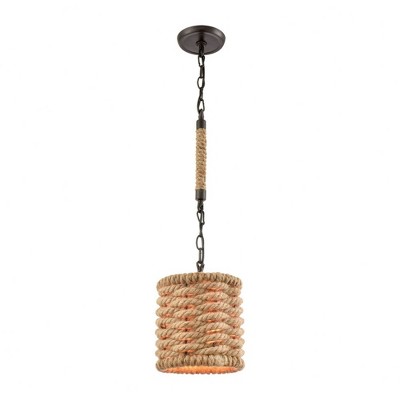 Oil Rubbed Bronze Mini Pendant with Natural Rope Shade