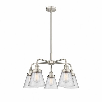 Cone - 5 Light Stem Hung Chandelier In Art Deco Style-14.75 Inches Tall and 24.25 Inches Wide