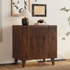 Whisen Rustic Mango Wood Fluted Accent Cabinet with Adjustable Shelf for Kitchen Dining & Living Room - 3 of 4