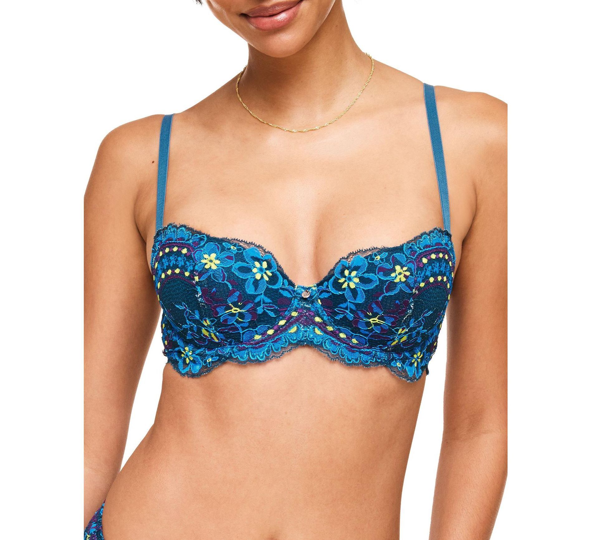 Adore Me Women's Nicholette Balconette Bra Floral Blue 34B