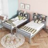 RISOKEYS Twin Over Twin Bunk Bed with Shelves - Rubber Wood Bed with Shelves Headboard, Safety Guardrails and Ladder, Convertible to 2 Beds, Grey - 2 of 4