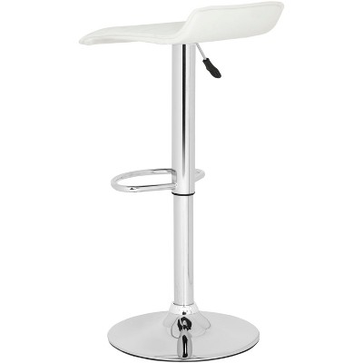 Kemonti White Adjustable Swivel Bar Stool with Chrome Base