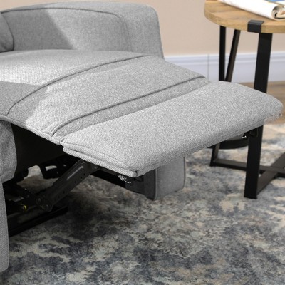 Gray Linen Electric Recliner with USB Charging Port