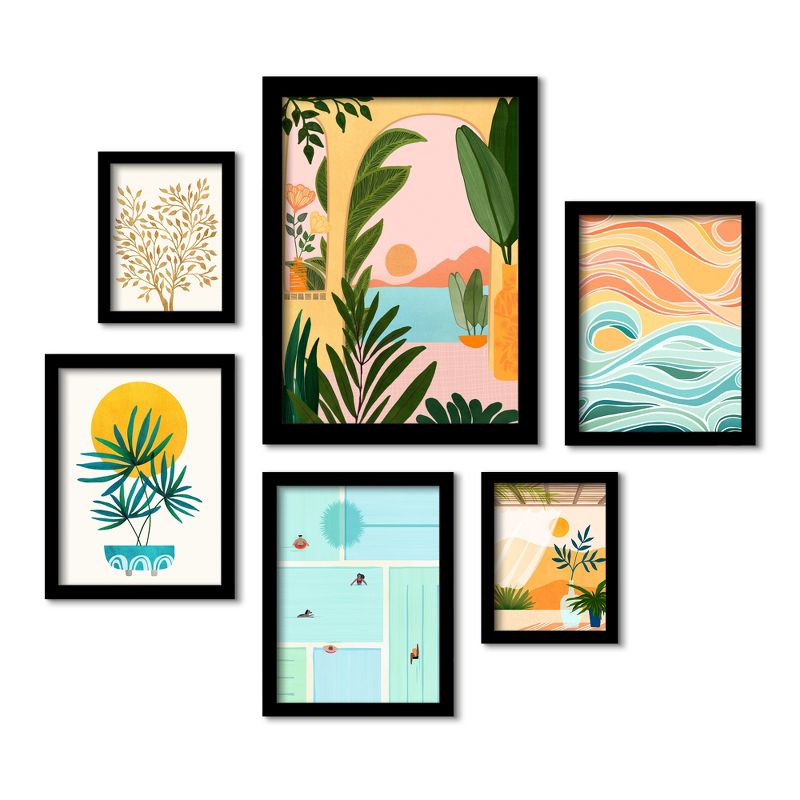 Americanflat Boho Botanical (Set Of 6) Framed Prints Gallery Wall Art Set Ocean View 2 By Modern Tropical, 3 of 6