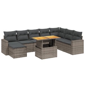 vidaXL Garden Sofa Set Grey with dark grey cushions - 1 of 4