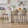 Bekrvio 26" Mid Century Modern Counter Height Bar Stools - Rattan Cane Back, Wood, PU Leather Upholstered for Kitchen Island Dining - 2 of 4