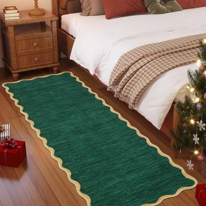 Washable Rug Modern Scalloped Rug Non Slip, Neutral Indoor Carpet - 1 of 4