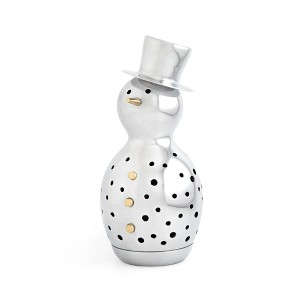 Nambe Holiday Snowman Luminary – Designer Candle Holder with Circle Cutouts for Candlelight Glow, Festive Holiday Centerpiece, Alloy Sculptural Décor - 1 of 4