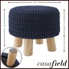 Hand-Knitted Cotton Pouf Ottoman Footstool, 13" Round x 11" High, Compact Boho Accent Footrest for Living Room and Bedroom - 3 of 4