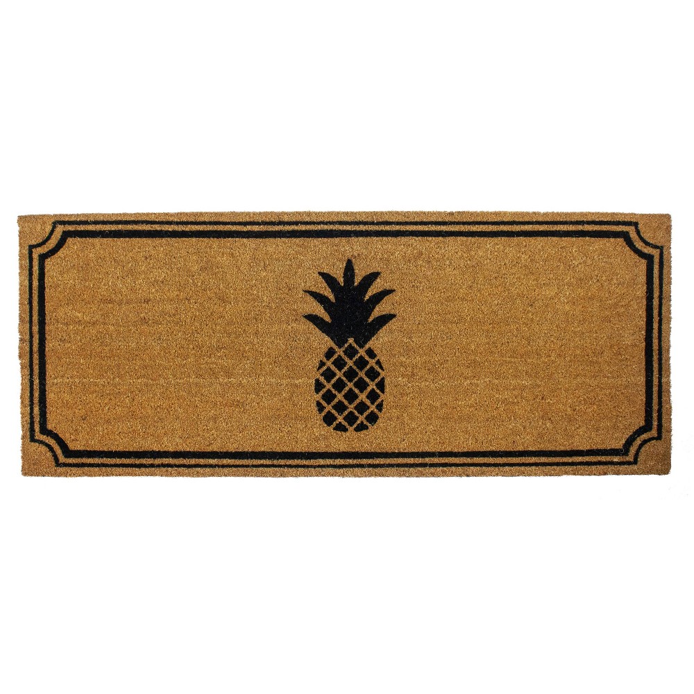 Photos - Doormat 2' x 5' Pineapple Indoor/Outdoor Coir  Natural/Black - Entryways