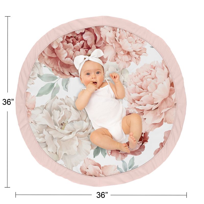 Sweet Jojo Designs Girl Baby Tummy Time Playmat Peony Floral Garden Pink and Ivory, 5 of 6