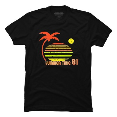 Men's Design By Humans Retro Summer Time Sunset 81 By astrofire T-Shirt