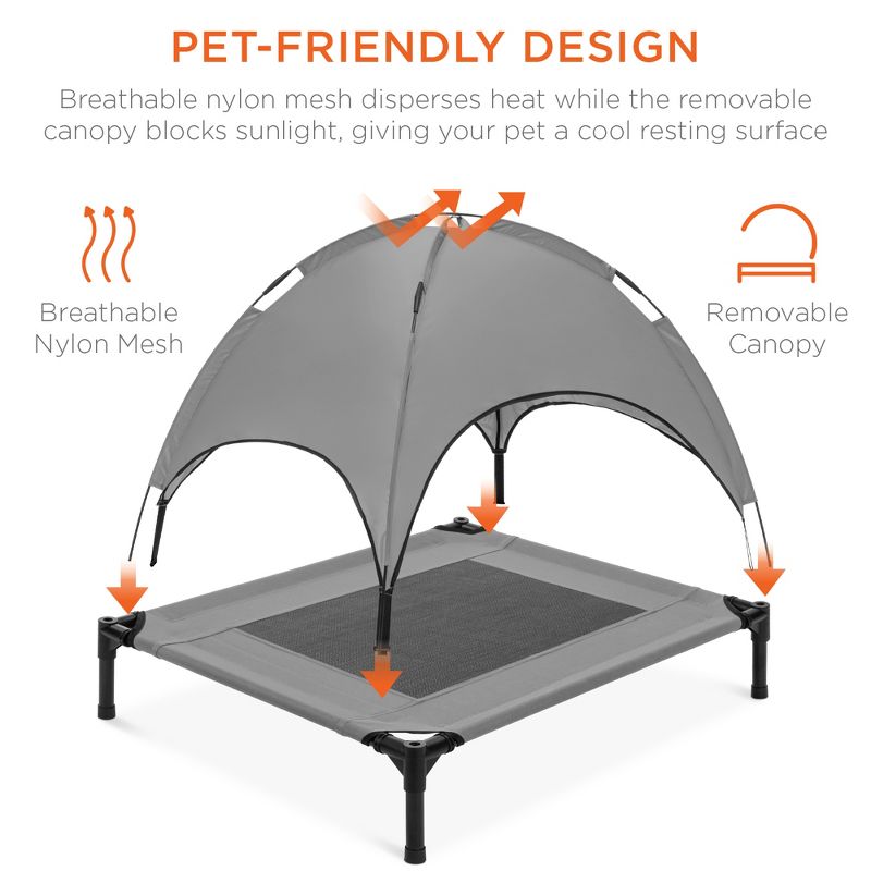 Best Choice Products 30in Elevated Cooling Dog Bed, Outdoor Raised Mesh Pet Cot w/ Removable Canopy, Carrying Bag, 5 of 9