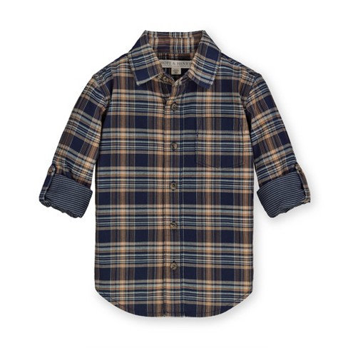 Infant & Toddler Boys Blue Plaid Woven Plaid Shirt