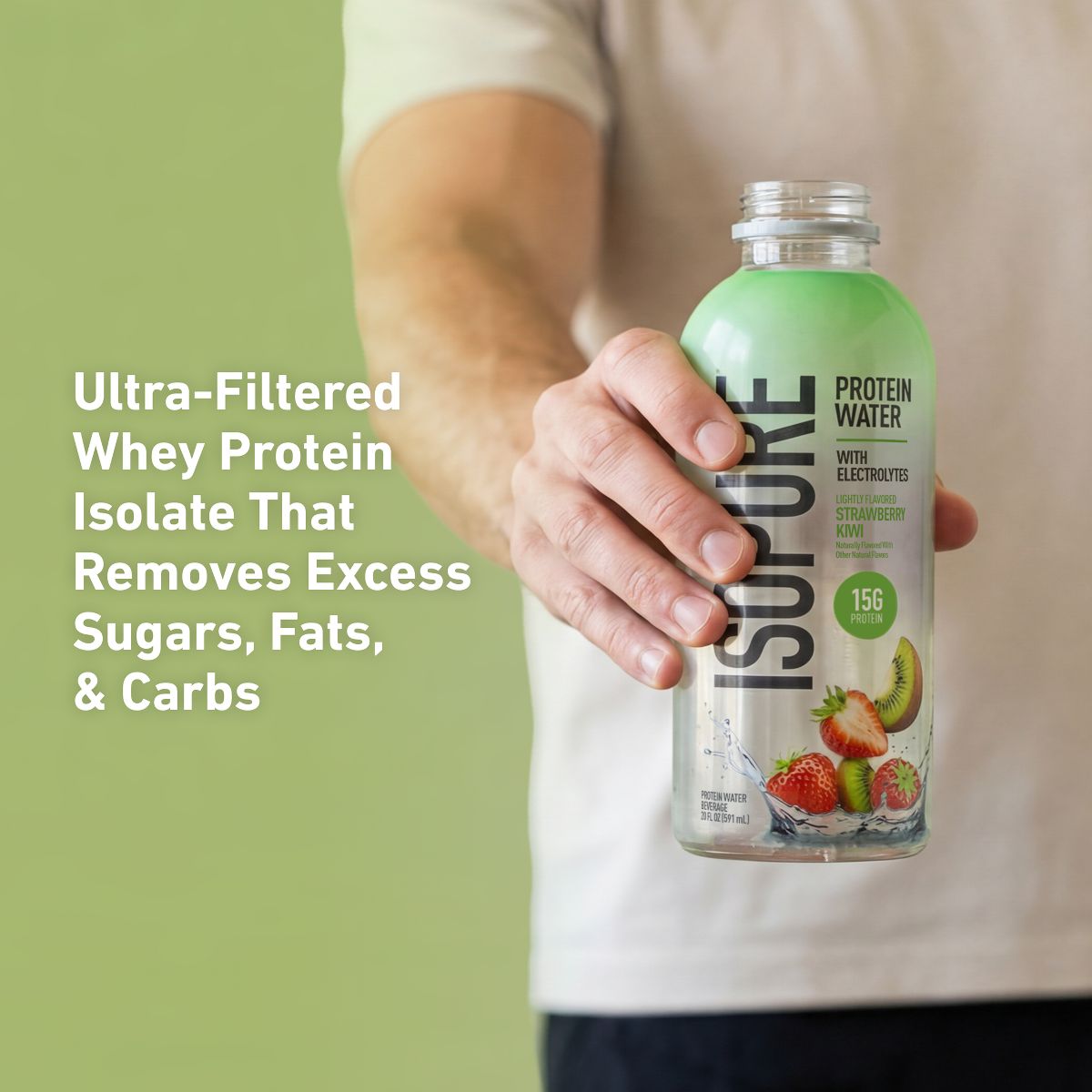 Isopure Strawberry Kiwi 15g Clear Protein Water with Electrolytes - 20 fl oz: Non-Caffeinated - thumbnail 6
