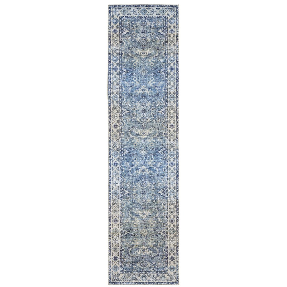 2'x8' Runner Marcel Persian Style Inspired Traditional Area Rug Blue/Gray - Captiv8e Designs