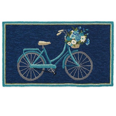 2'x3'6" Rectangle Indoor and Outdoor Hooked Accent Rug Blue - Plow & Hearth