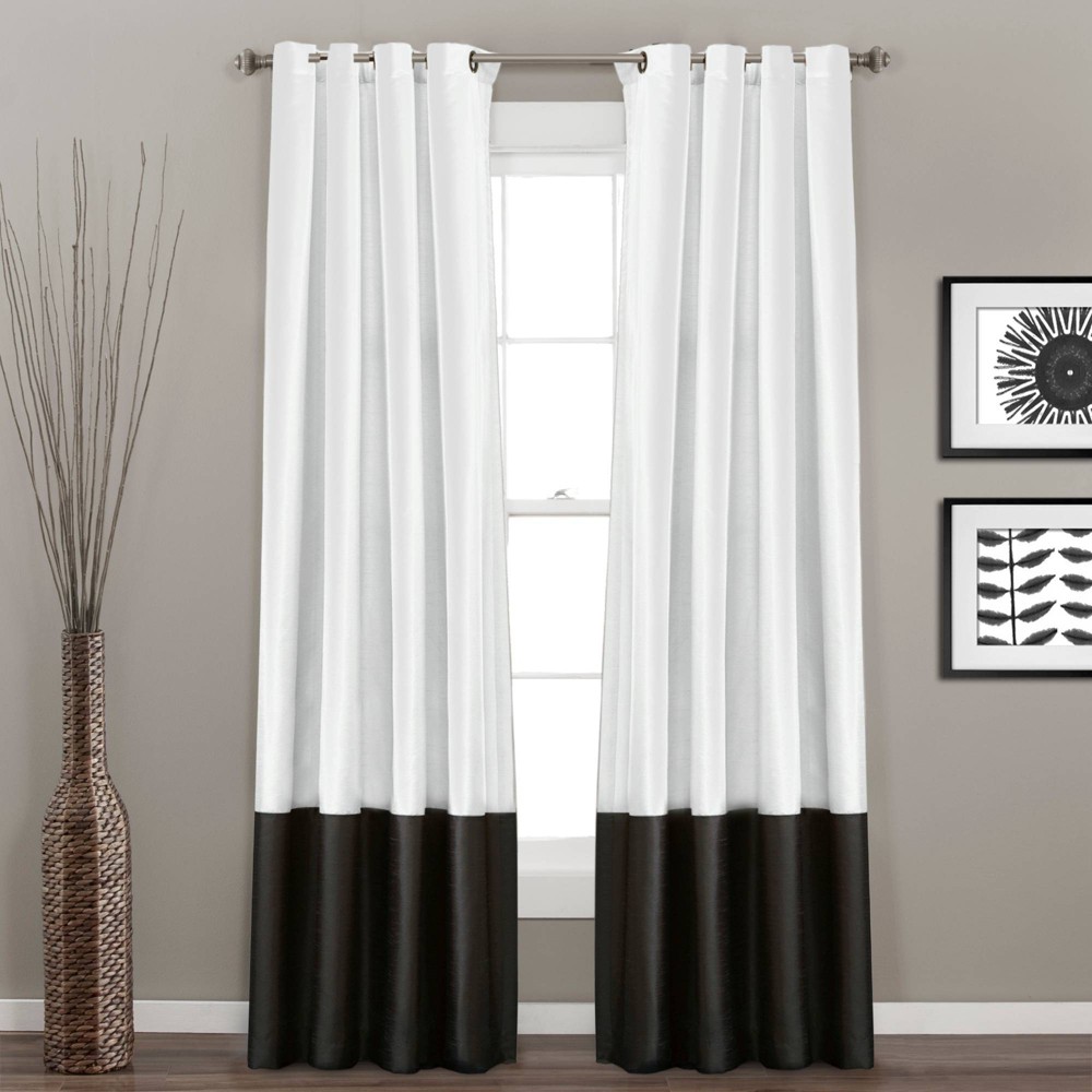 Photos - Curtains & Drapes Set of 2 84"x54" Prima Window Curtain Panel Black/White - Lush Décor