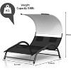 Extra Large Outdoor Double Lounge Chair with Canopy, Two-Person Sunbed with Pillows & Iron Stand - 4 of 4