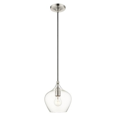 Aldrich Mini Indoor/Outdoor Clear Glass LED Pendant in Brushed Nickel