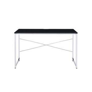 GlasFlength Desks Metal Frame Rustic Computer Desk Gaming Desk Home Office Desk Simple Design for Small Spaces, Black, 47.5"*24.5"*28.5" - 1 of 4