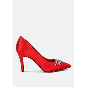 Rhodolia Diamante Brooch Detail Satin Pumps Women - 1 of 4