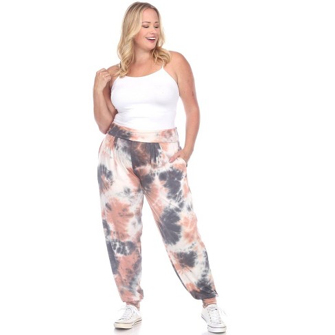 Women's Plus Size Tie Dye Harem Pants Pink 3X - White Mark