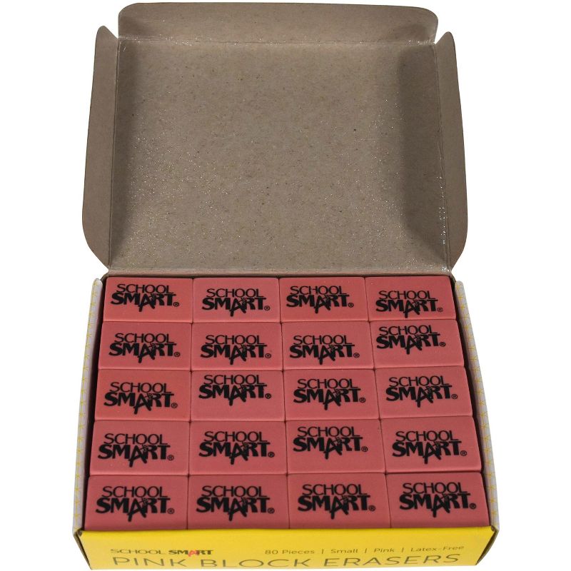 School Smart Small Pink Block Eraser, Pack of 80, 4 of 7