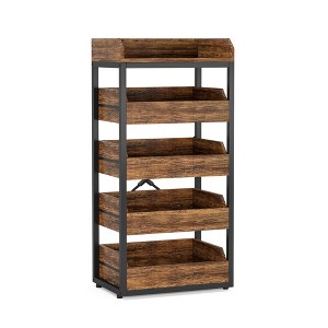 Lirago Brown 5-Shelf Vegetable Storage Rack 23.62x13.78x46.06 Particle Board Metal Frame Kitchen Organizer - 1 of 4