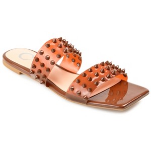Journee Collection Womens Katari Tru Comfort Foam Slide Low Block Heel Sandals Brown 7.5 - 1 of 4