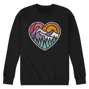 Men's - Instant Message - Mountain Forest Heart Graphic Fleece Sweatshirt - 1 of 4